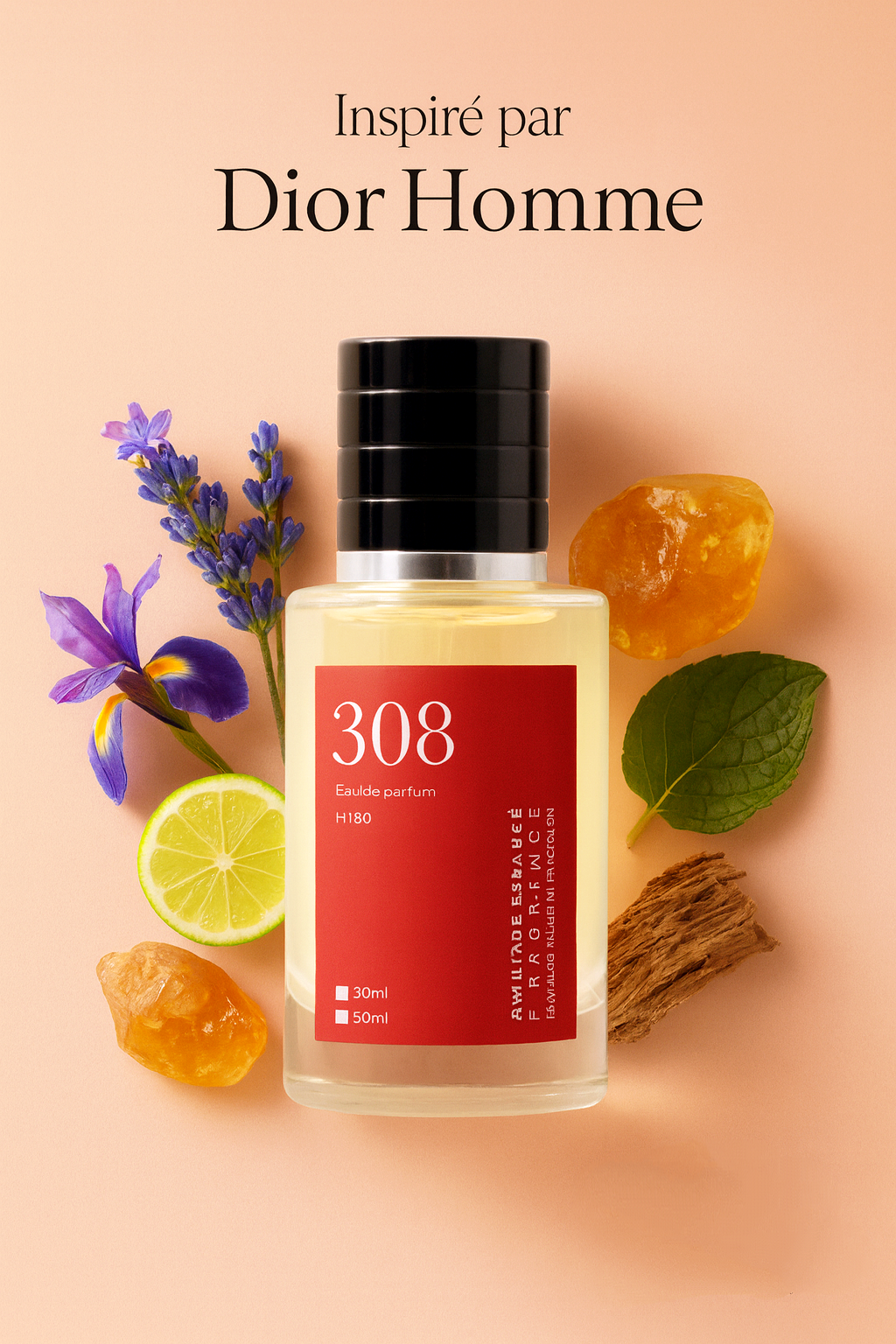 Eau de Parfum inspirée de Dior homme - Notes Lavande, Iris & Cuir